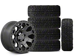 17x9 Black Rhino Warlord & 35in Mickey Thompson All-Terrain Baja Boss A/T Tire Package; Set of 5 (07-18 Jeep Wrangler JK)