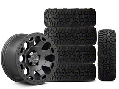 17x9 Black Rhino Warlord & 35in Mickey Thompson All-Terrain Baja Boss A/T Tire Package; Set of 5 (07-18 Jeep Wrangler JK)