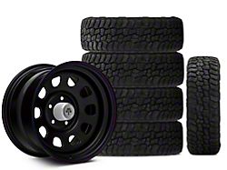 17x9 Mammoth D Window & 33in Mickey Thompson All-Terrain Baja Boss A/T Tire Package; Set of 5 (07-18 Jeep Wrangler JK)