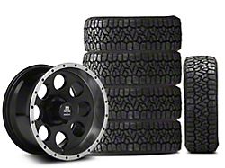 15x8 Mammoth 8 Beadlock Style & 33in Kenda All-Terrain KLEVER A/T2 KR628 Tire Package; Set of 5 (97-06 Jeep Wrangler TJ)