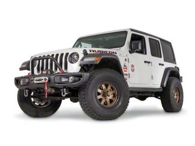 WARN Mid Grille Guard Tube; Black (18-26 Jeep Wrangler JL w/ Factory Steel Front Bumper)
