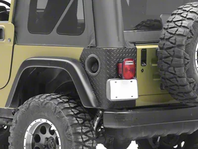 Warrior Products Rear Corners; Black Aluminum Diamond Plate (97-06 Jeep Wrangler TJ)