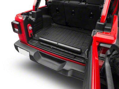 Weathertech DigitalFit Cargo Liner with Bumper Protector; Black (18-25 Jeep Wrangler JL 4-Door w/ Subwoofer & Flat Load Floor, Excluding 4xe)