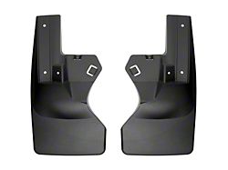 Weathertech No-Drill Mud Flaps; Rear; Black (20-26 Jeep Gladiator JT w/o Max Tow Package, Excluding Launch Edition, Mojave, Nighthawk & Rubicon)