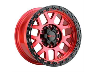 Weld Off-Road Cinch Candy Red with Satin Black Ring 6-Lug Wheel; 17x9; -12mm Offset (24-25 Tacoma)