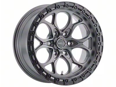 Weld Off-Road Ledge Six Satin Gunmetal with Satin Black Ring 6-Lug Wheel; 18x9; -12mm Offset (25-26 4Runner)