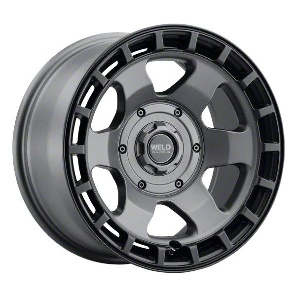 Weld Off-Road Ridge Satin Gunmetal with Satin Black Ring Wheel; 20x9 ...