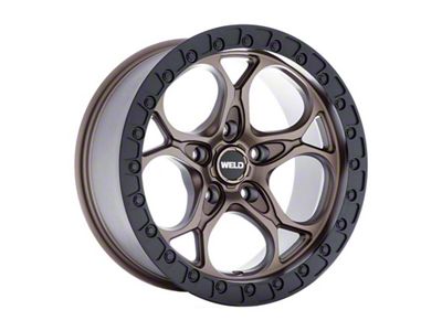 Weld Off-Road Ledge Satin Bronze with Satin Black Ring Wheel; 17x9; 0mm Offset (07-18 Jeep Wrangler JK)