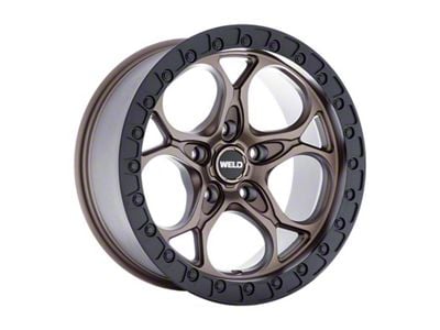 Weld Off-Road Ledge Satin Bronze with Satin Black Ring Wheel; 17x9; 0mm Offset (18-25 Jeep Wrangler JL)