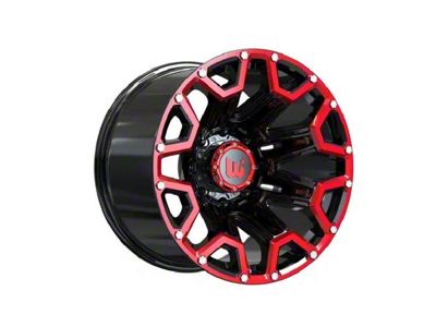 Wesrock Wheels Blaze Gloss Black Machined with Red Tint and Silver Decorative Bolts 6-Lug Wheel; 20x10; -12mm Offset (24-25 Tacoma)