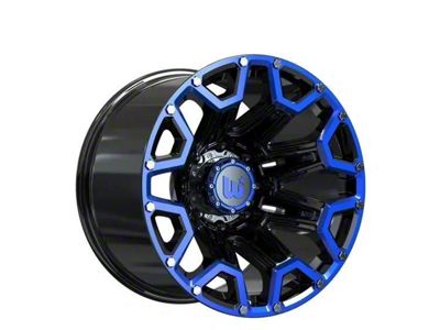 Wesrock Wheels Blaze Gloss Black Machined with Blue Tint and Silver Decorative Bolts 6-Lug Wheel; 20x12; -44mm Offset (24-25 Tacoma)