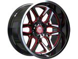 Wesrock Wheels Ranger Gloss Black Milled with Red Tint Wheel; 20x10; -12mm Offset (76-86 Jeep CJ7)
