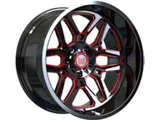 Wesrock Wheels Ranger Gloss Black Milled with Red Tint 5-Lug Wheel; 20x10; -12mm Offset (14-21 Tundra)