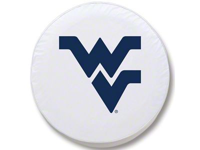 West Virginia University Spare Tire Cover; White (66-18 Jeep CJ5, CJ7, Wrangler YJ, TJ & JK)