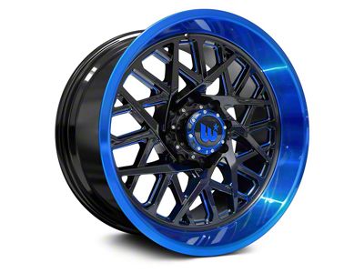 Western Wheels SAHARA Gloss Black with Blue Lip 6-Lug Wheel; 22x12; -44mm Offset (05-15 Tacoma)