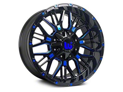 Western Wheels PAXTON Gloss Black with Blue Milling Spokes and Spot 6-Lug Wheel; 20x10; -12mm Offset (16-23 Tacoma)