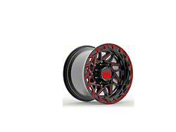 Western Wheels BOULDER Gloss Black with Red Milling Spokes and Spot Wheel; 20x10; -24mm Offset (84-01 Jeep Cherokee XJ)