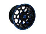 Western Wheels SPUR Gloss Black with Blue Milling Wheel; 20x10; -24mm Offset (20-26 Jeep Gladiator JT)