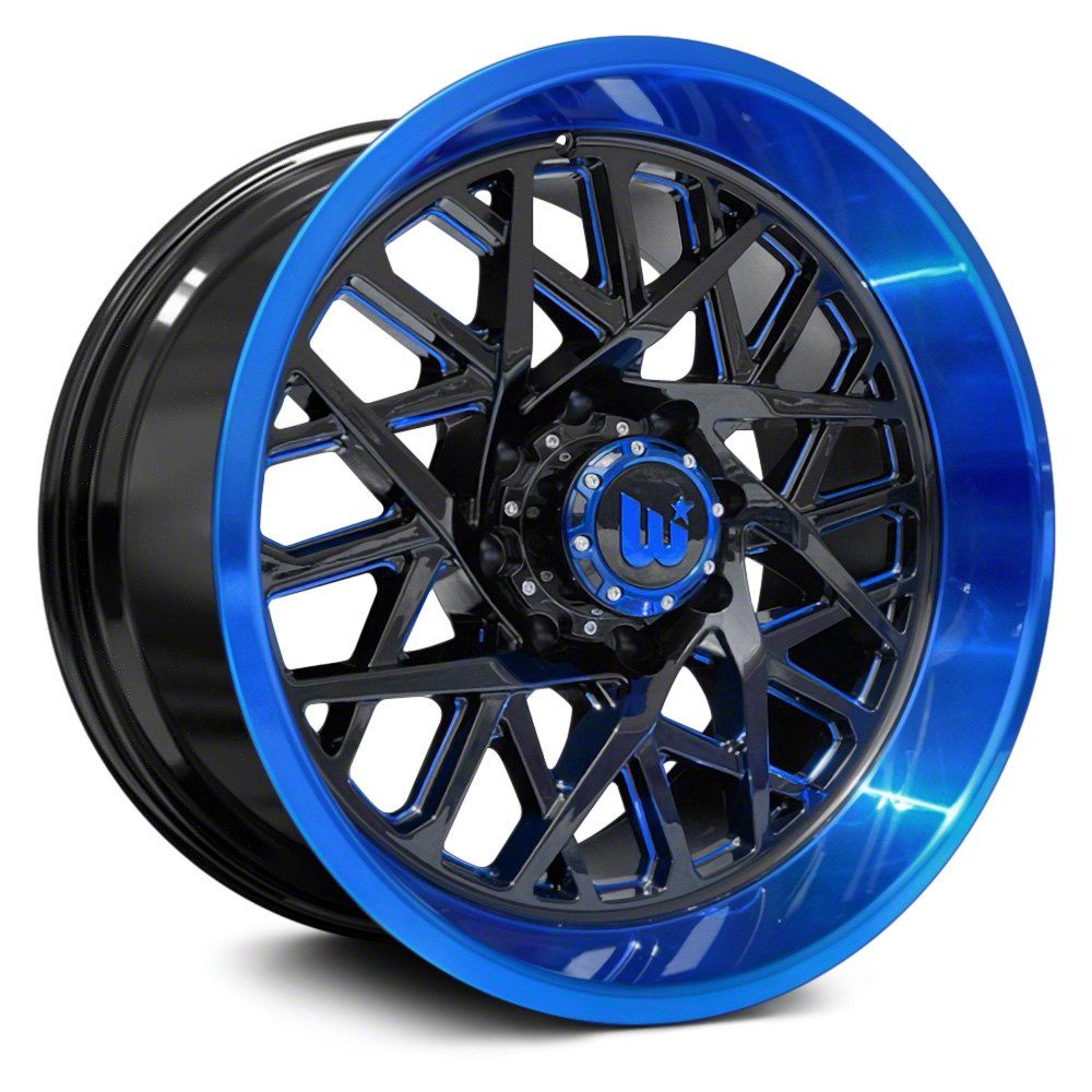 Western Wheels Jeep Wrangler SAHARA Gloss Black with Blue Lip Wheel ...