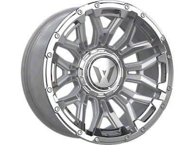 Western Wheels DR74 Silver Machined Face Chrome Insert Beadlock Floating Cap 6-Lug Wheel; 20x10; -12mm Offset (24-25 Tacoma)
