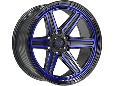Western Wheels YR13 Gloss Black Blue Milling Spokes 6-Lug Wheel; 20x10; -12mm Offset (24-25 Tacoma)