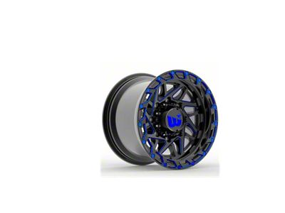 Western Wheels BOULDER Gloss Black with Blue Milling Spokes and Spot 6-Lug Wheel; 20x10; -12mm Offset (16-24 Titan XD)