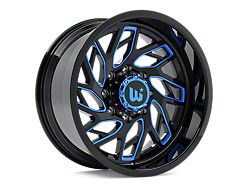 Western Wheels MS83 Gloss Black with Blue Milling 6-Lug Wheel; 20x10; -12mm Offset (16-24 Titan XD)