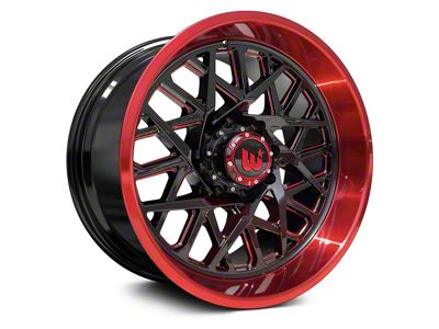 Western Wheels SAHARA Gloss Black with Red Lip 6-Lug Wheel; 22x12; -44mm Offset (16-24 Titan XD)