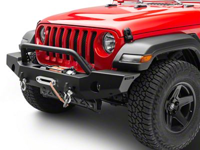 WJ2 Full Width Front Bumper with Bull Bar; Textured Black (18-25 Jeep Wrangler JL)