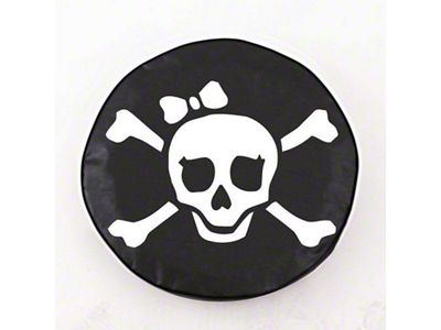 White Pirate Girl Spare Tire Cover; Black (66-18 Jeep CJ5, CJ7, Wrangler YJ, TJ & JK)