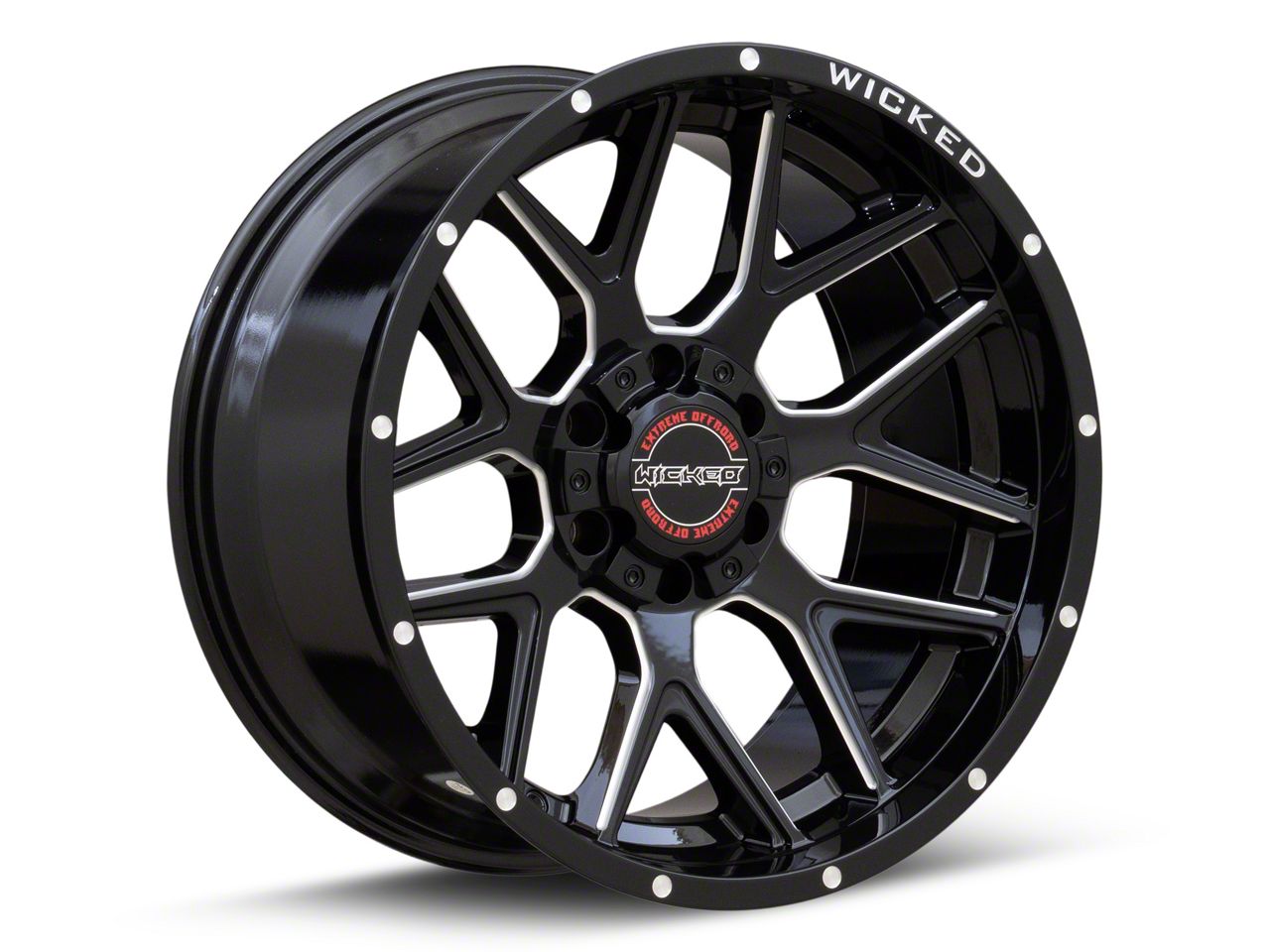 Wicked Offroad Titan W903 Gloss Black Milled 6-Lug Wheel; 20x10; -12mm ...