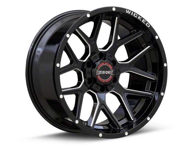 Wicked Offroad Titan W903 Gloss Black Milled 6-Lug Wheel; 20x10; -12mm ...