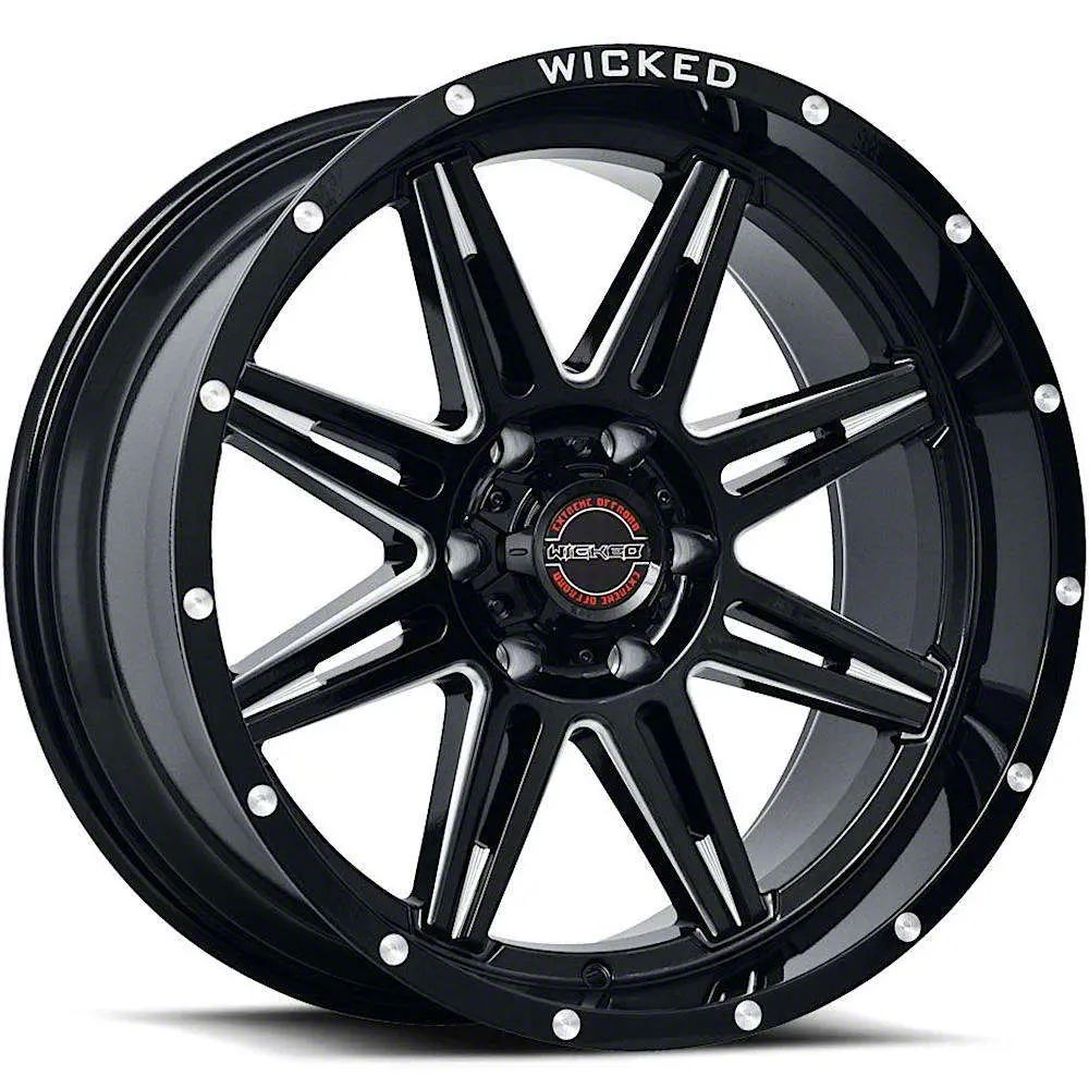 Wicked Offroad Titan W905 Satin Black Milled 6-Lug Wheel; 20x10; -24mm ...