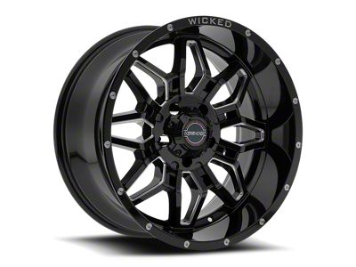 Wicked Offroad W909 Gloss Black Milled 6-Lug Wheel; 20x10; -24mm Offset (05-15 Tacoma)