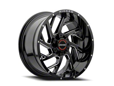 Wicked Offroad W930 Gloss Black Milled 6-Lug Wheel; 20x9; 0mm Offset (05-15 Tacoma)