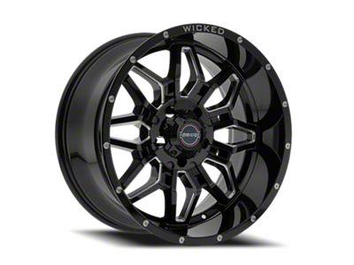 Wicked Offroad W909B Gloss Black Milled 5-Lug Wheel; 20x9; 0mm Offset (07-13 Tundra)