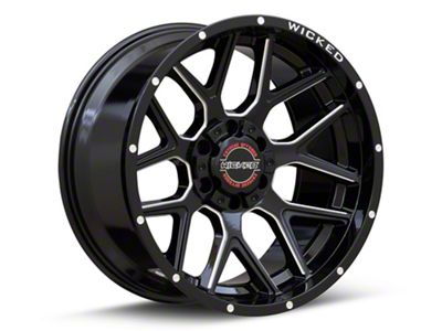 Wicked Offroad W903 Gloss Black Milled 6-Lug Wheel; 20x10; -19mm Offset (25-26 4Runner)