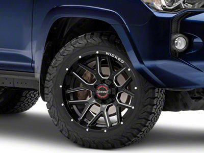 Wicked Offroad W903 Gloss Black Milled 6-Lug Wheel; 20x10; -19mm Offset (10-24 4Runner)