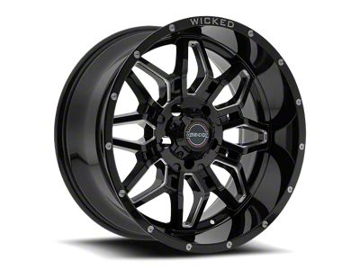 Wicked Offroad W909 Gloss Black Milled 6-Lug Wheel; 20x10; -24mm Offset (22-25 Bronco Raptor)