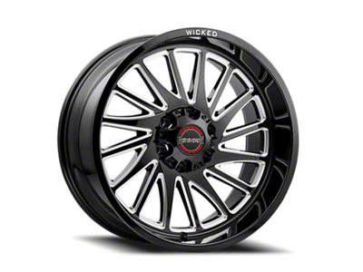 Wicked Offroad W936 Gloss Black Milled Wheel; 20x10; -19mm Offset (07-18 Jeep Wrangler JK)