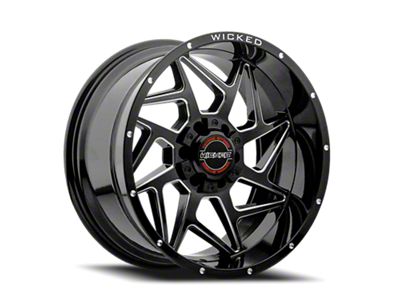 Wicked Offroad W932 Gloss Black Milled 6-Lug Wheel; 20x9; 0mm Offset (16-23 Tacoma)