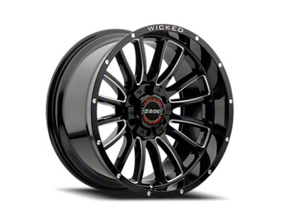 Wicked Offroad W908 Gloss Black Milled 6-Lug Wheel; 20x10; -19mm Offset (16-24 Titan XD)