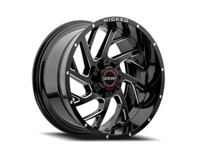 Wicked Offroad W930 Gloss Black Milled 6-Lug Wheel; 20x10; -19mm Offset (16-24 Titan XD)