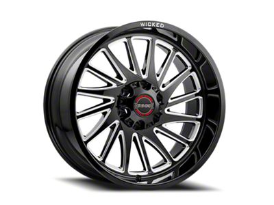Wicked Offroad W936 Gloss Black Milled 6-Lug Wheel; 22x10; -19mm Offset (16-24 Titan XD)