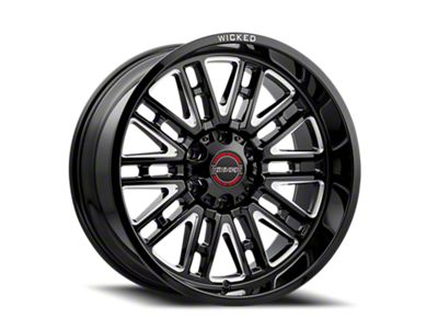 Wicked Offroad W937 Gloss Black Milled 6-Lug Wheel; 20x10; -19mm Offset (16-24 Titan XD)