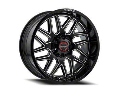 Wicked Offroad W939 Gloss Black Milled 6-Lug Wheel; 20x10; -19mm Offset (16-24 Titan XD)