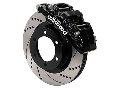Wilwood AERO6-DM Front Big Brake Kit with 13.38-Inch Drilled and Slotted Rotors; Black Calipers (21-25 Bronco, Excluding Raptor)