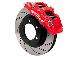 Wilwood AERO6-DM Front Big Brake Kit with 13.38-Inch Drilled and Slotted Rotors; Red Calipers (21-25 Bronco, Excluding Raptor)