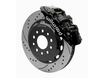 Wilwood AERO6 Front Big Brake Kit with 14-Inch Drilled and Slotted Rotors; Black Calipers (20-25 Jeep Gladiator JT)