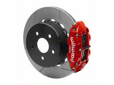 Wilwood Forged Narrow Superlite 4R Rear Big Brake Kit with 14-Inch Slotted Rotors for OE Parking Brake; Red Calipers (20-25 Jeep Gladiator JT)